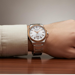 Titan Classique Big Date Silver Dial Dual Tone Stainless Steel Strap Watch for Men 90219KM01
