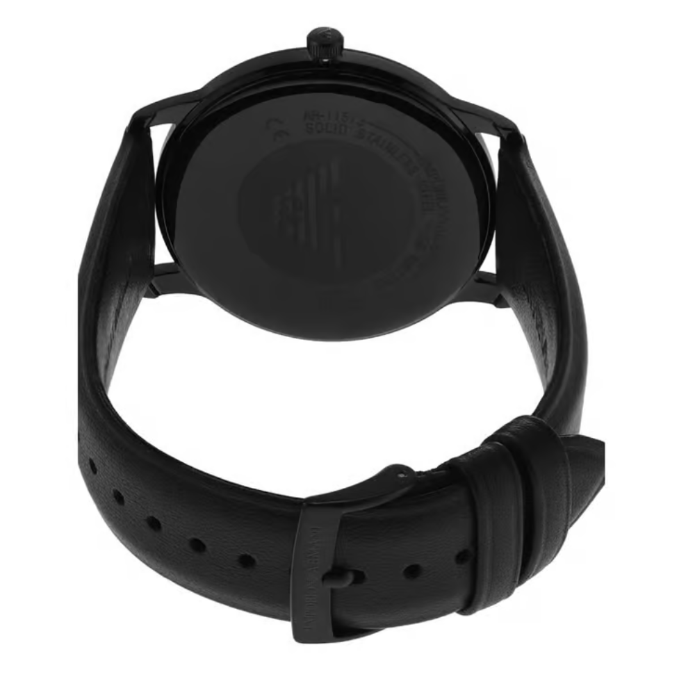 Emporio Armani Minimalist Men's Black Dial Analog Leather Watch AR11573