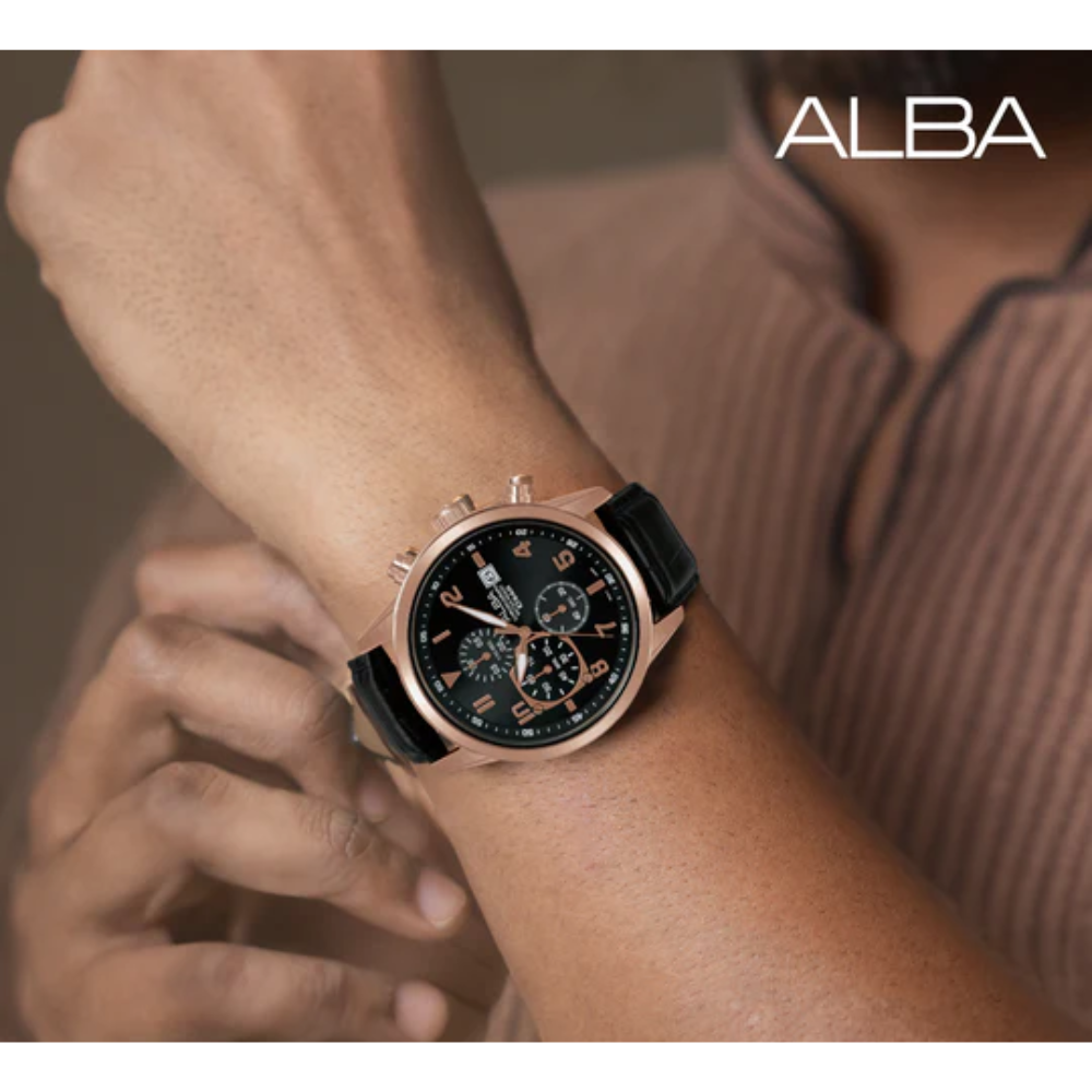 ALBA Active Black & Gold Dial Men's Watch AM3A14X1