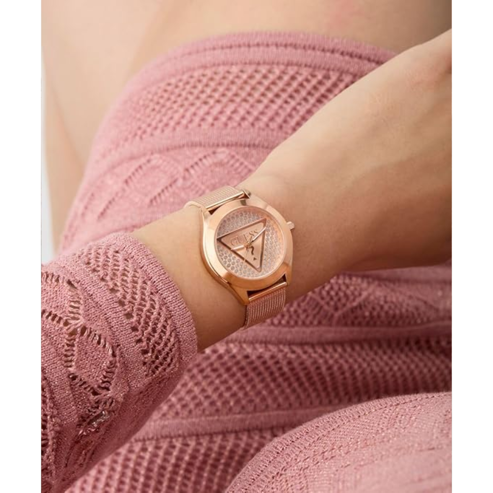 GUESS Glitz Plaque Rose Gold Women Watch GW0835L3