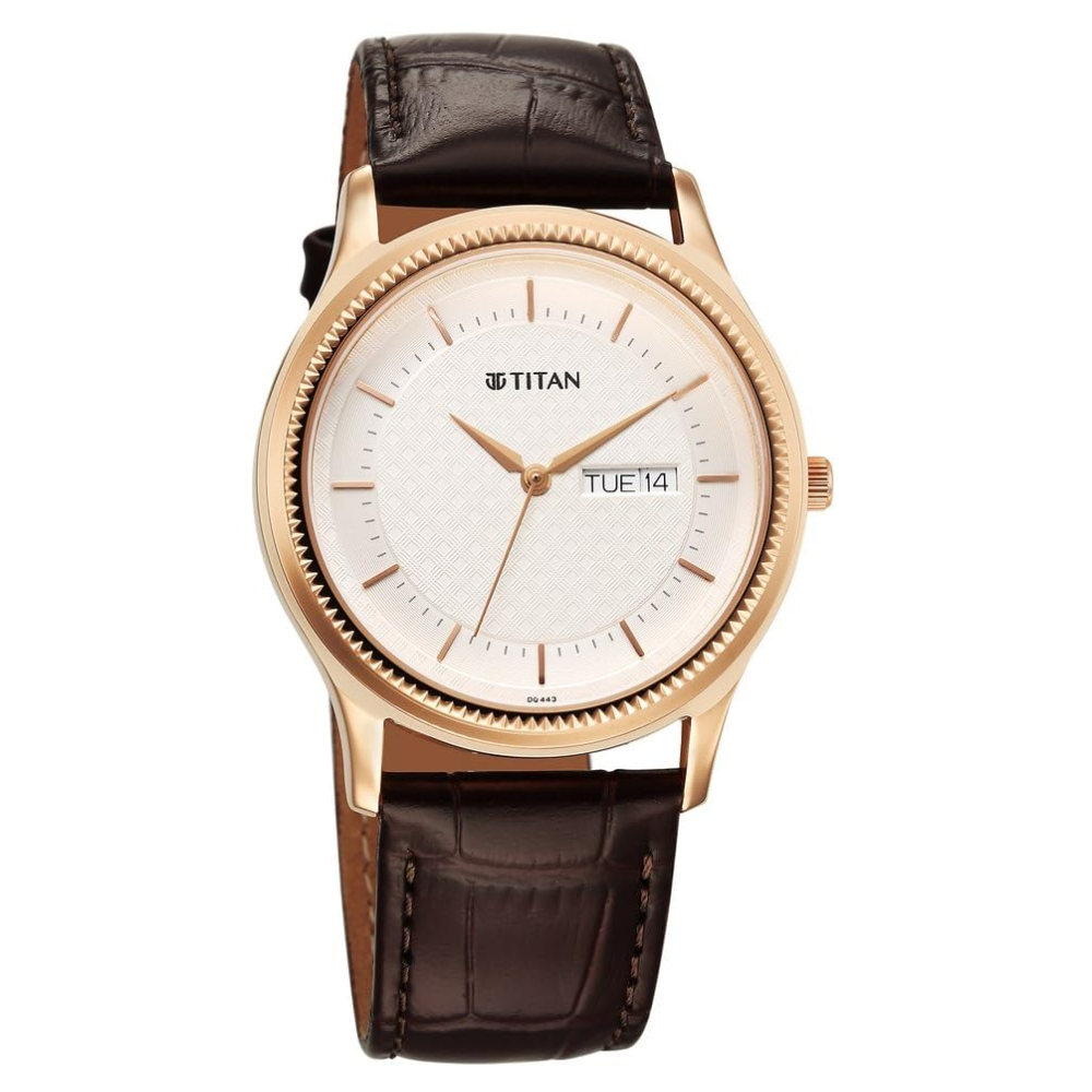 Titan Karishma Silver Dial Leather Strap Men's Watch 1825SL02