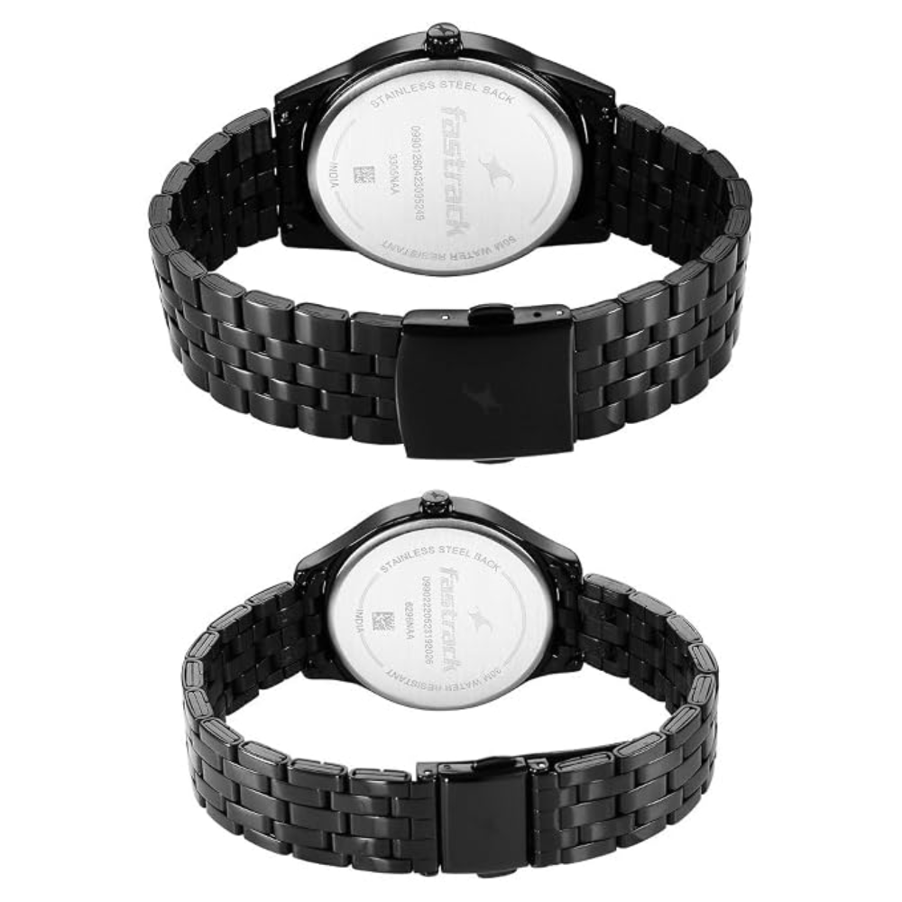 Fastrack Mismatched Black Dial Couple Watch NT33056296NM01