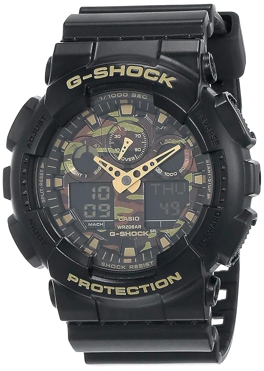 Casio G-Shock Black & Gold Camouflage Men Watch G519 GA-100CF-1A9DR