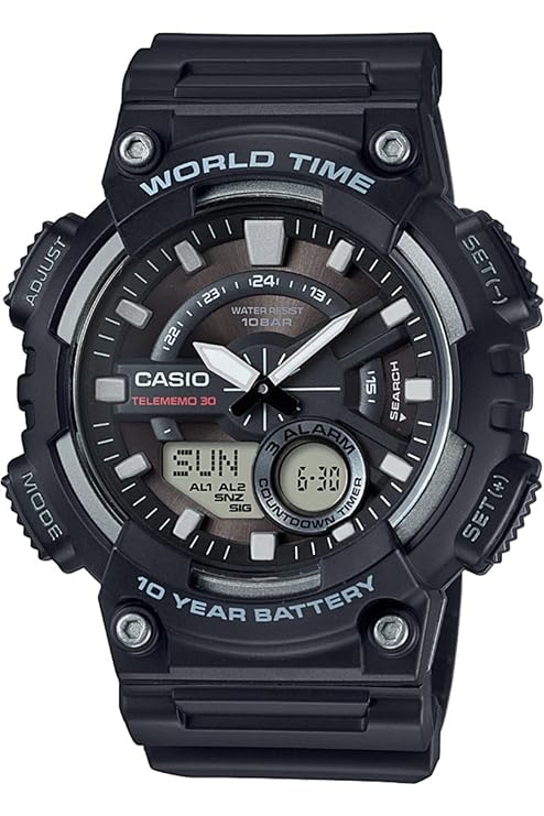 Casio Youth-Combination Analog-Digital Black Men’s Watch AD207 AEQ-110W-1AVDF