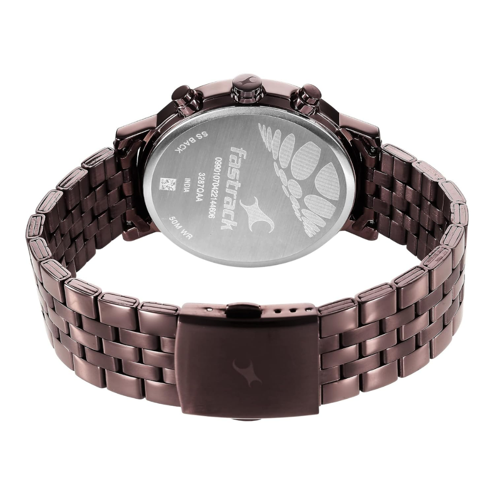 Fastrack Tick Tock Brown Dial Men Watch NT3287QM01