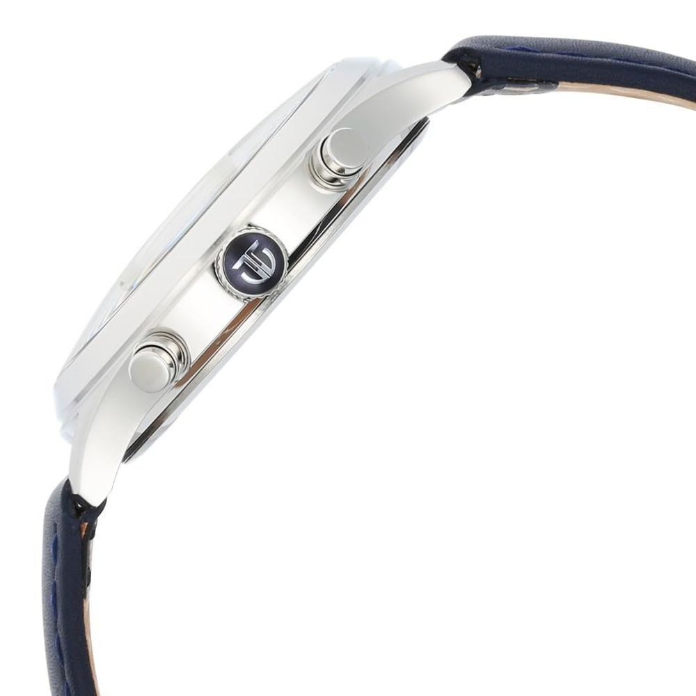 Titan Sapphire Quartz Silver Dial Blue Leather Strap Men's Watch - NT1874SL04