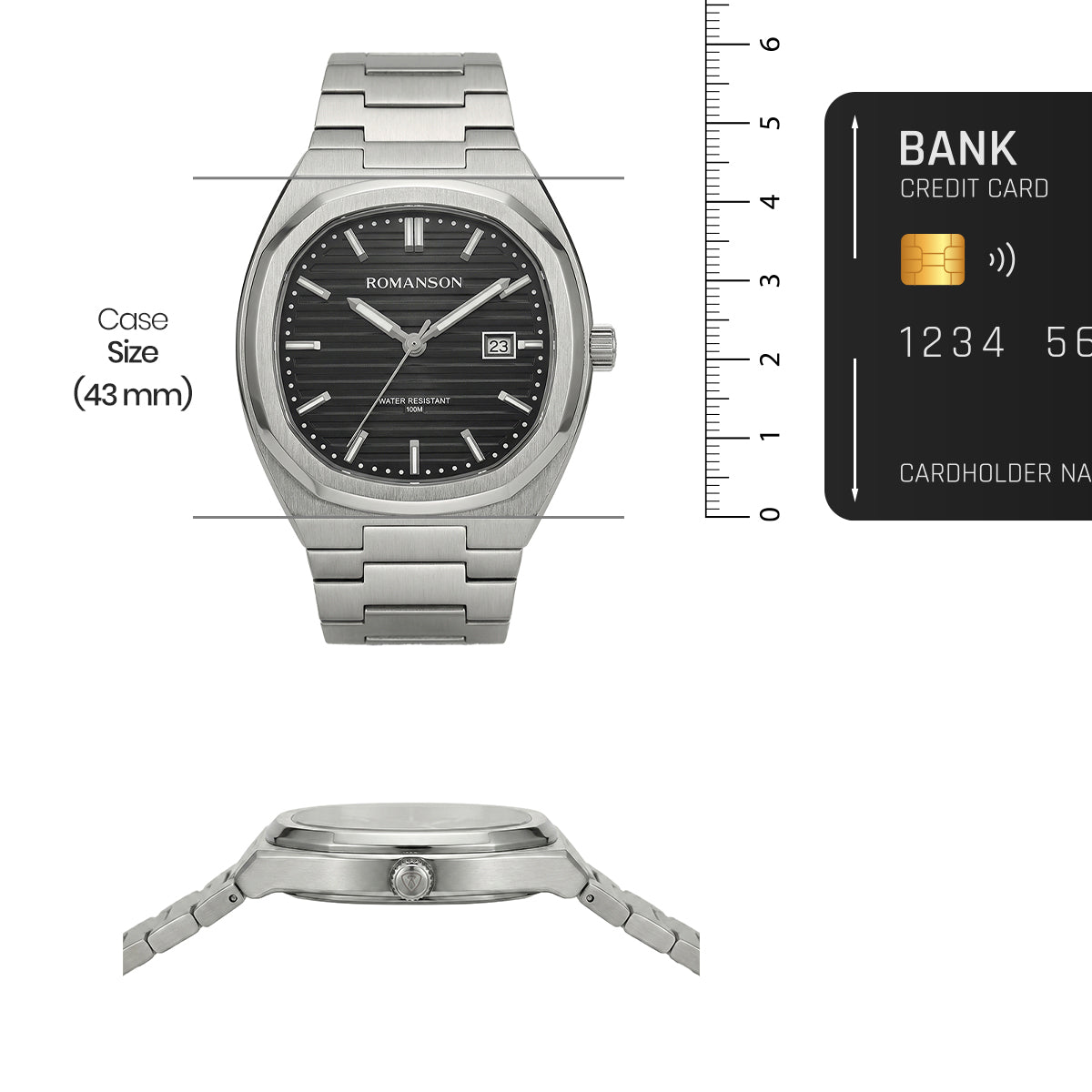 Romanson Classic Silver Unisex Watch TM3BF008MXWBK