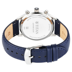 Titan Sapphire Quartz Silver Dial Blue Leather Strap Men's Watch - NT1874SL04