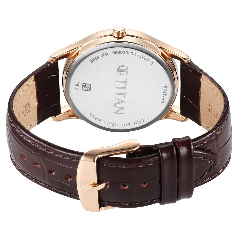 Titan Karishma Silver Dial Leather Strap Men's Watch 1825SL02