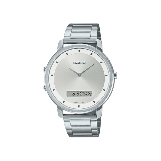 Casio Enticer Ana-Digital Silver Dial Mens Watch A1960 - MTP-B200D-7EDF