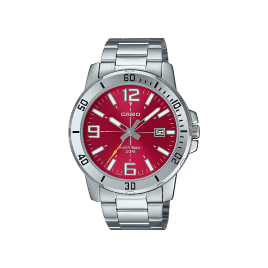 Casio Enticer Red Dial Mens Watch A2338 - MTP-VD01D-4BV