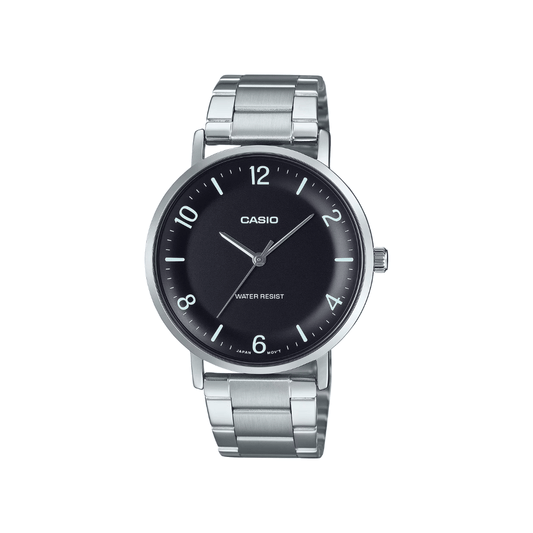 Casio Enticer Black Dial Stainless Steel Mens Watch A2405 - MTP-VT03D-1B