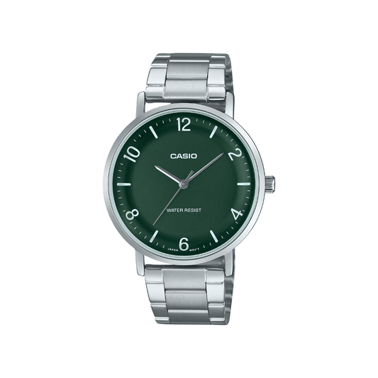 Casio Enticer Green Dial Mens Watch A2406 - MTP-VT03D-3B