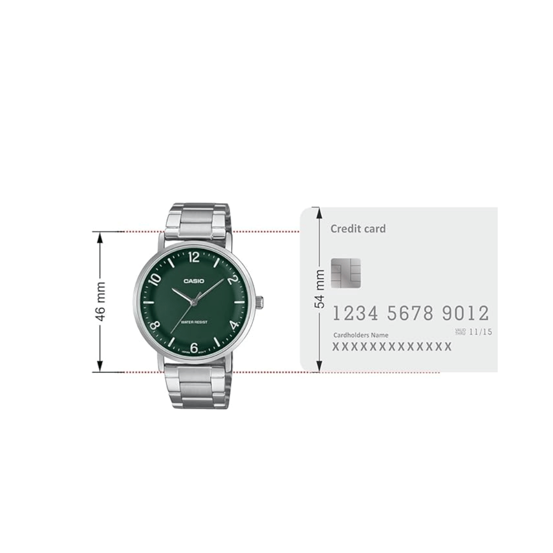 Casio Enticer Green Dial Mens Watch A2406 - MTP-VT03D-3B