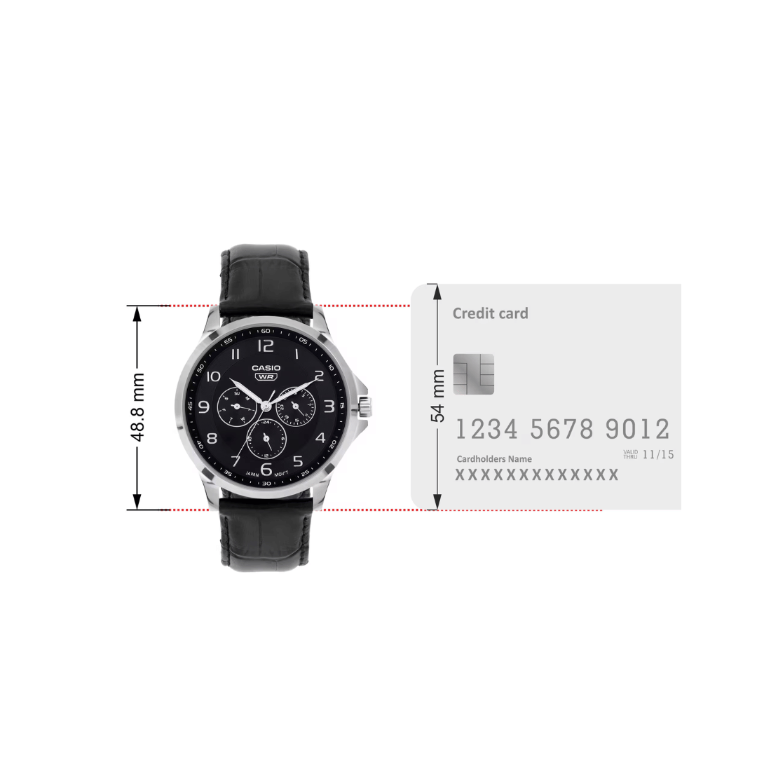 Casio Enticer Multifunction Black Black Dial Leather Strap Mens Watch A2454 - MTP-SN2KL-1A