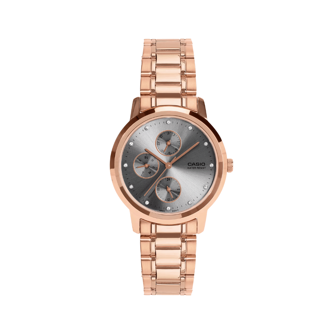 Casio Enticer Grey Dial RoseGold Stainless Steel Womens Watch A2497 - LTP-SN6KR-8A