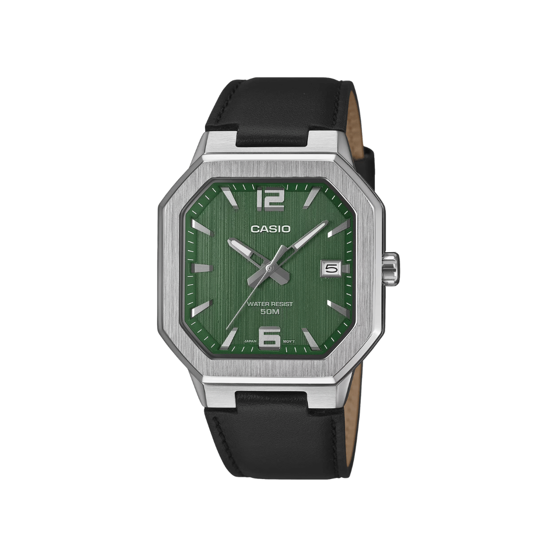 Casio Enticer Green Dial Square Mens Watch A2528 - MTP-B195L-3AV