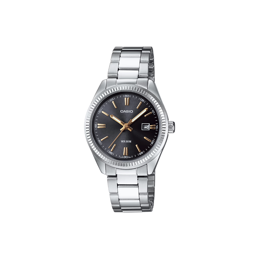 Casio Enticer Black Dial Silver Stainless Steel Womens Watch A474 - LTP-1302D-1A2V