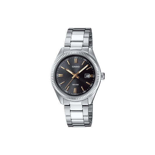 Casio Enticer Black Dial Silver Stainless Steel Womens Watch A474 - LTP-1302D-1A2V