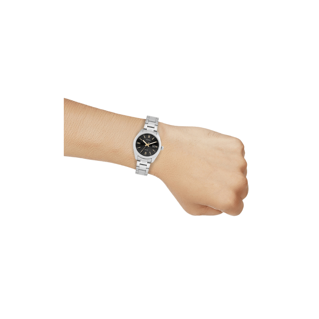 Casio Enticer Black Dial Silver Stainless Steel Womens Watch A474 - LTP-1302D-1A2V