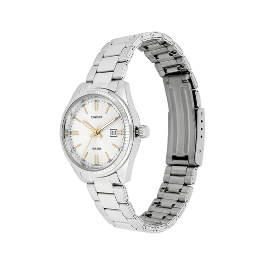 Casio Enticer White Dial Stainless Steel Womens Watch A475 - LTP-1302D-7A2VDF