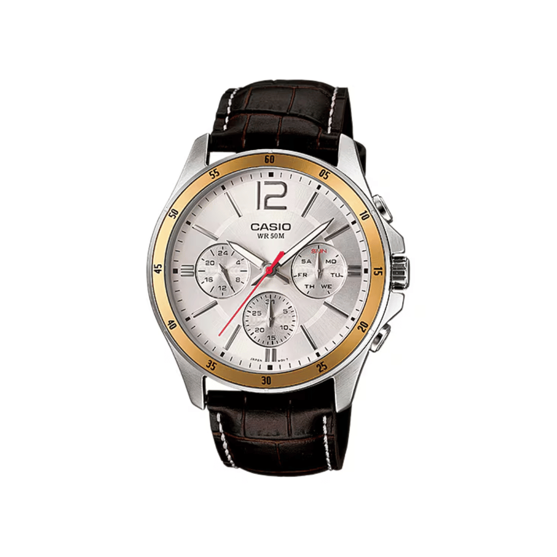 Casio Enticer Multifunction Brown Leather Strap Mens Watch A835 - MTP-1374L-7AVDF