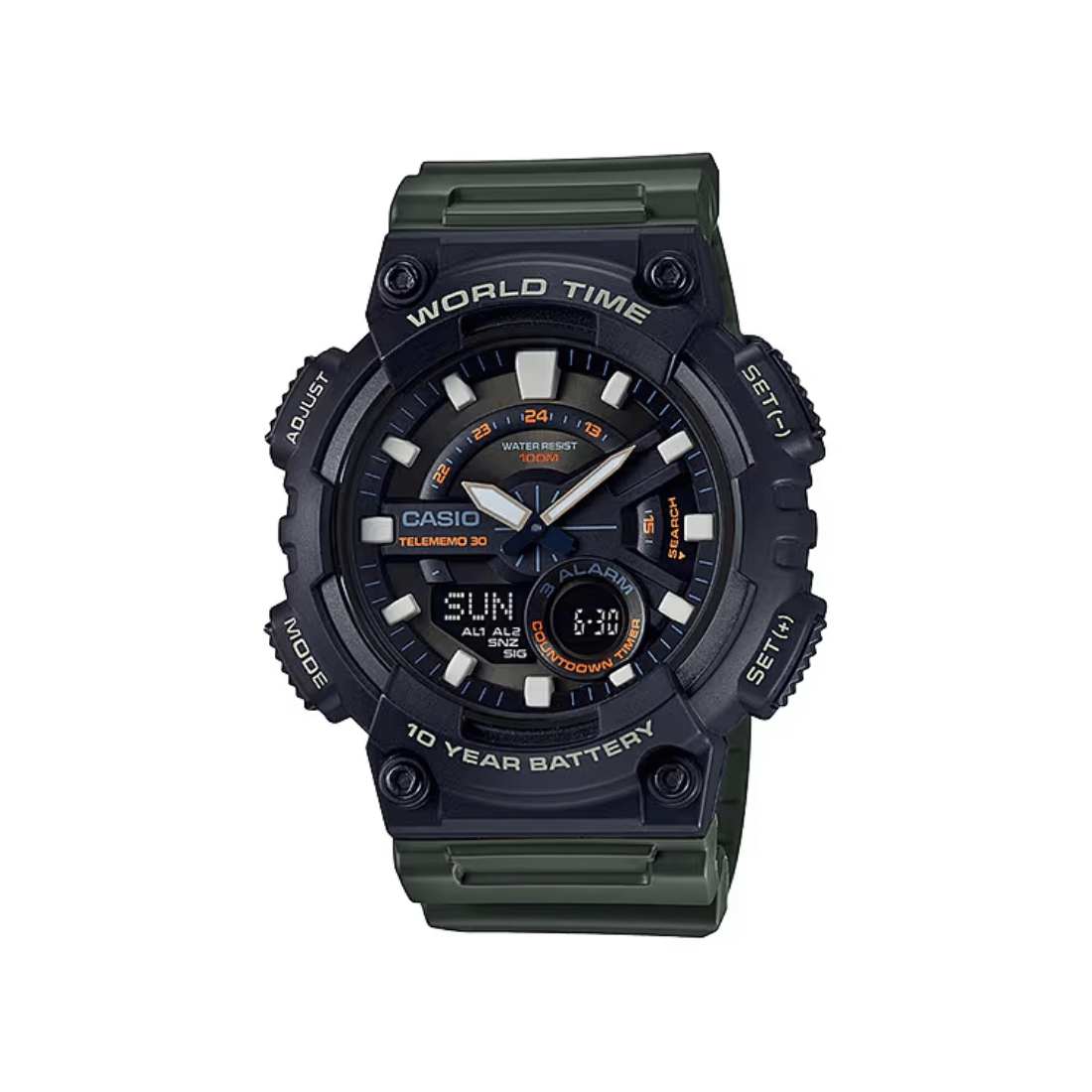 Casio Youth Green Strap Mens Watch AD223 - AEQ-110W-3AV
