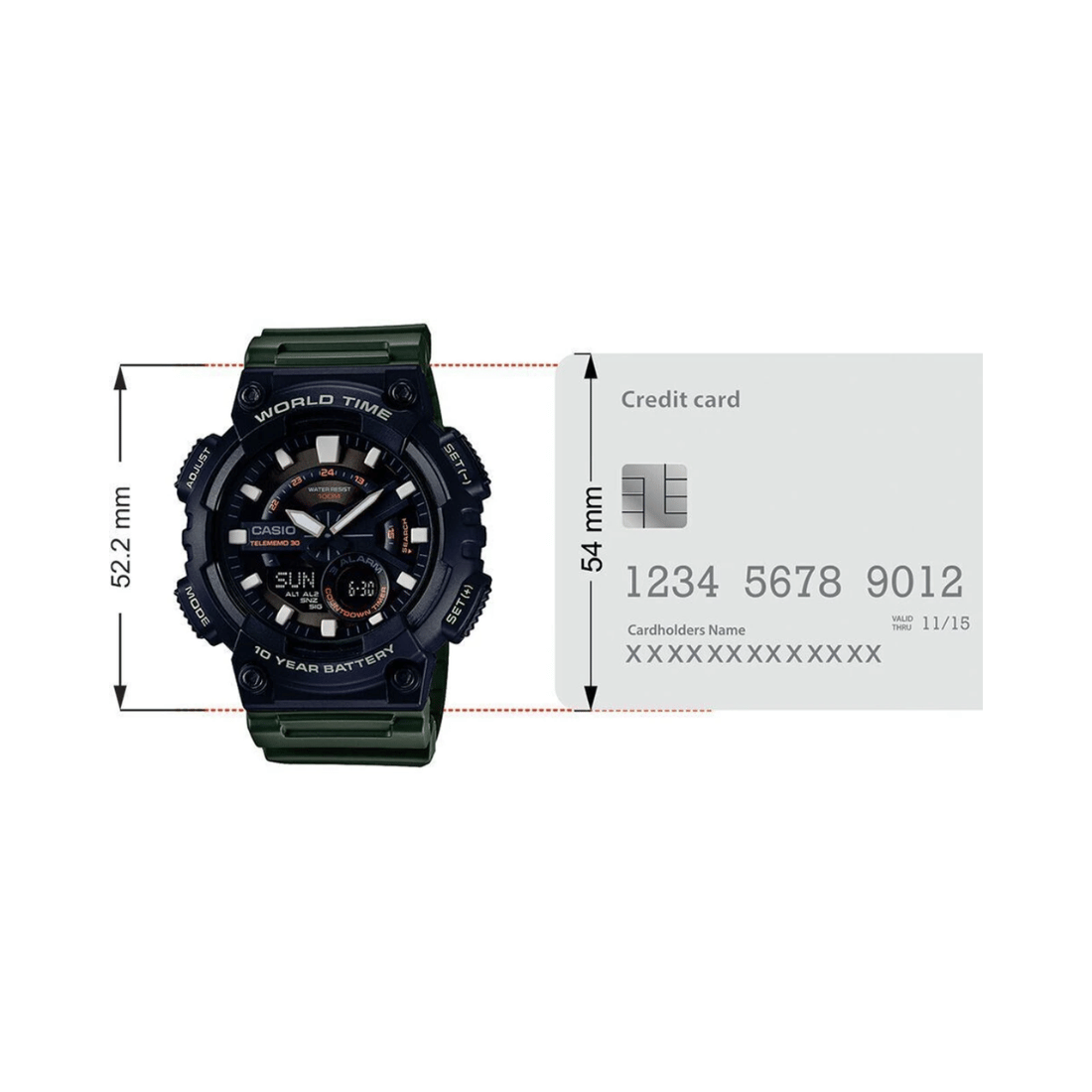 Casio Youth Green Strap Mens Watch AD223 - AEQ-110W-3AV