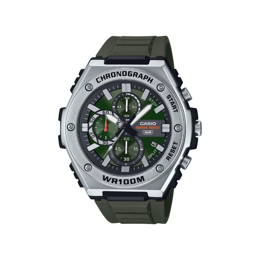 Casio Youth Analog Green Dial with Green Resin Strap Chronograph Mens Watch AD283 - MWA-300H-3AV