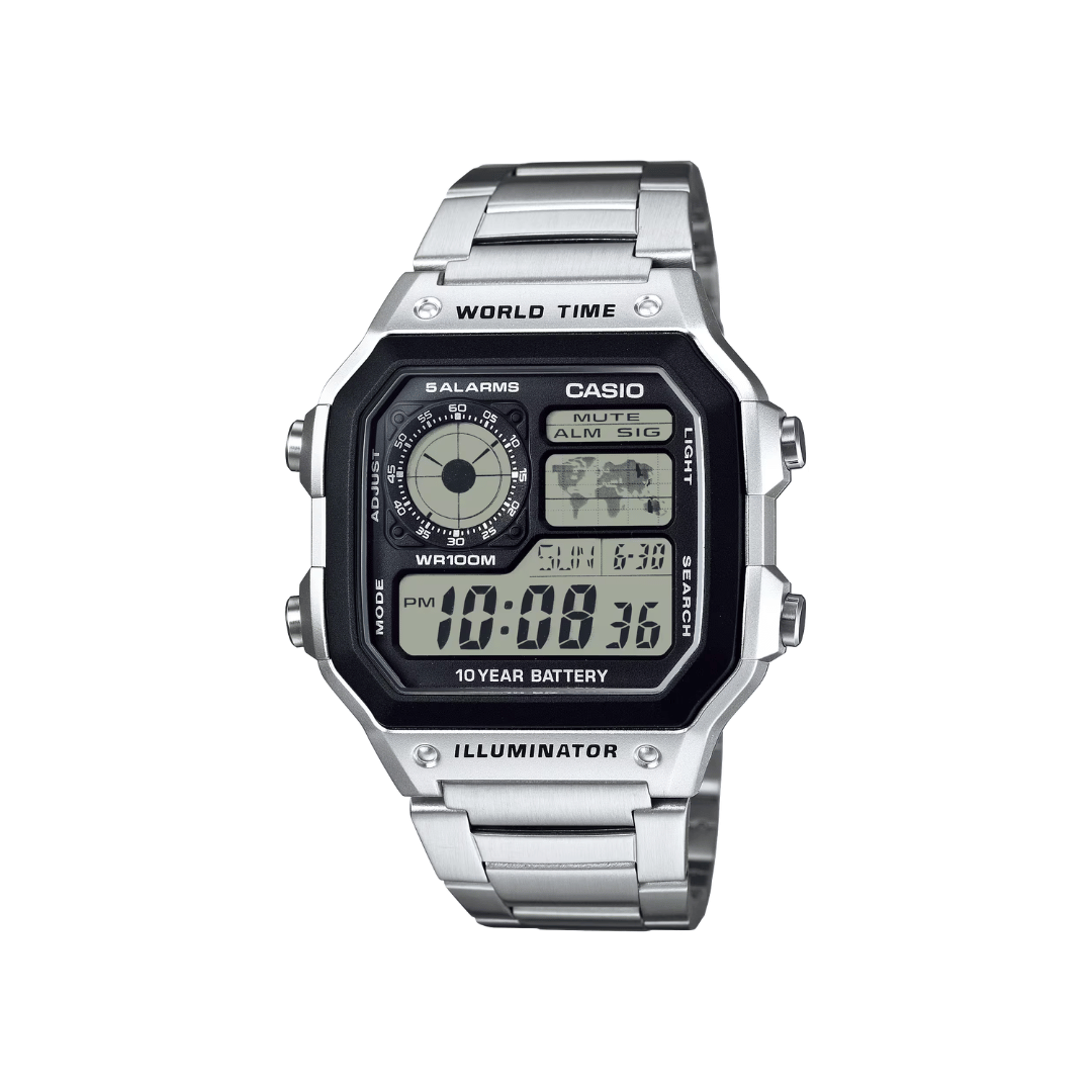 Casio Digital Silver Mens Watch D099 AE-1200WHD-1AV