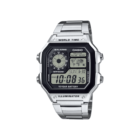 Casio Digital Silver Mens Watch D099 AE-1200WHD-1AV