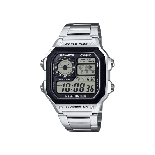Casio Digital Silver Mens Watch D099 AE-1200WHD-1AV