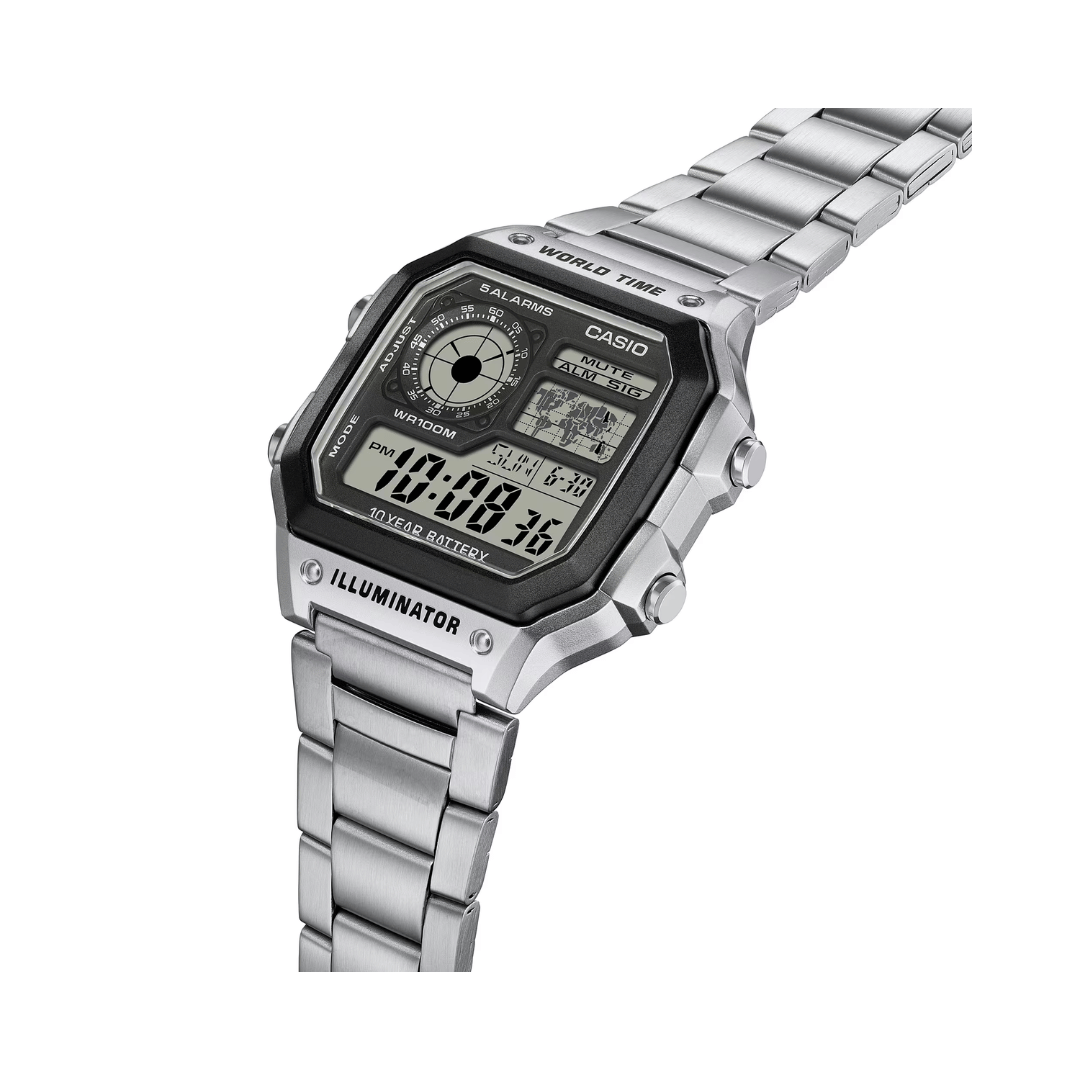 Casio Digital Silver Mens Watch D099 AE-1200WHD-1AV
