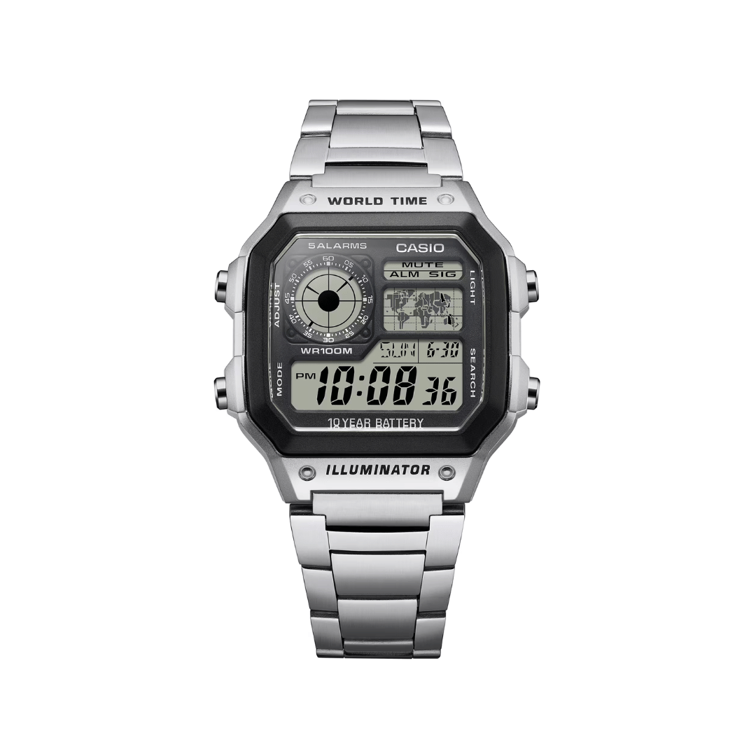 Casio Digital Silver Mens Watch D099 AE-1200WHD-1AV