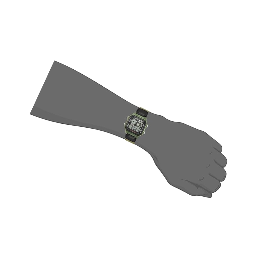 Casio Youth Digital Green Case Nato Strap Mens Watch D101 -AE-1200WHB-3BVDF