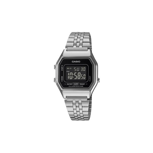 Casio Vintage Digital Black Dial Stainless Steel Women Watch D408 LA680WA-1BDF