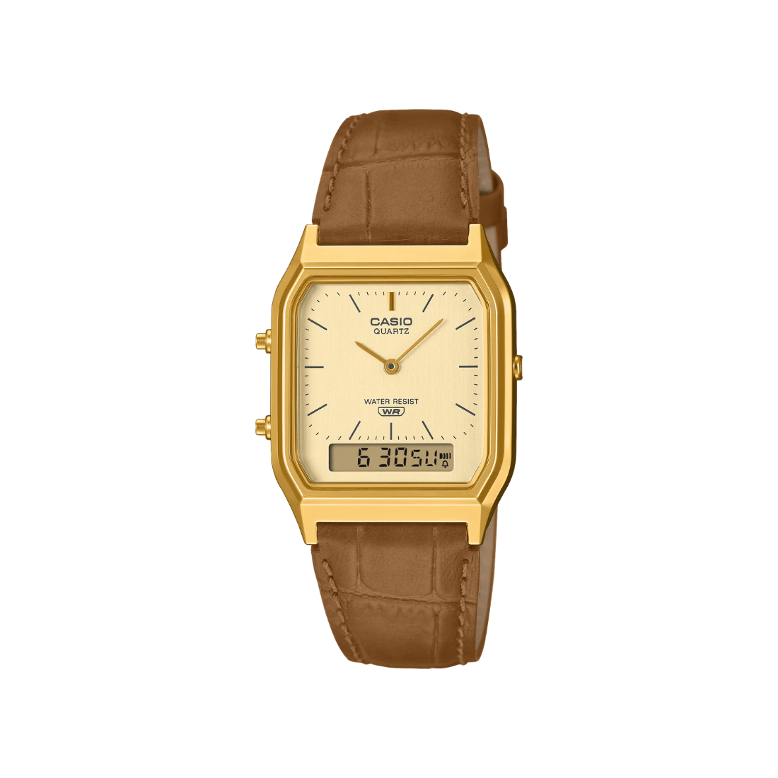 Casio Vintage Ana-Digi Golden Dial Unisex Watch D415 - AQ-230EGL-9A
