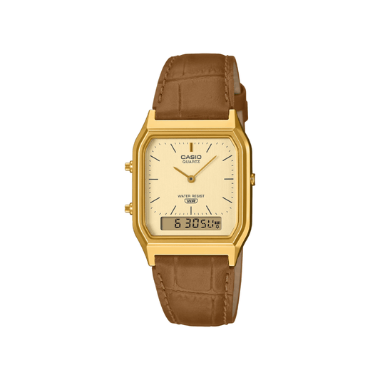 Casio Vintage Ana-Digi Golden Dial Unisex Watch D415 - AQ-230EGL-9A
