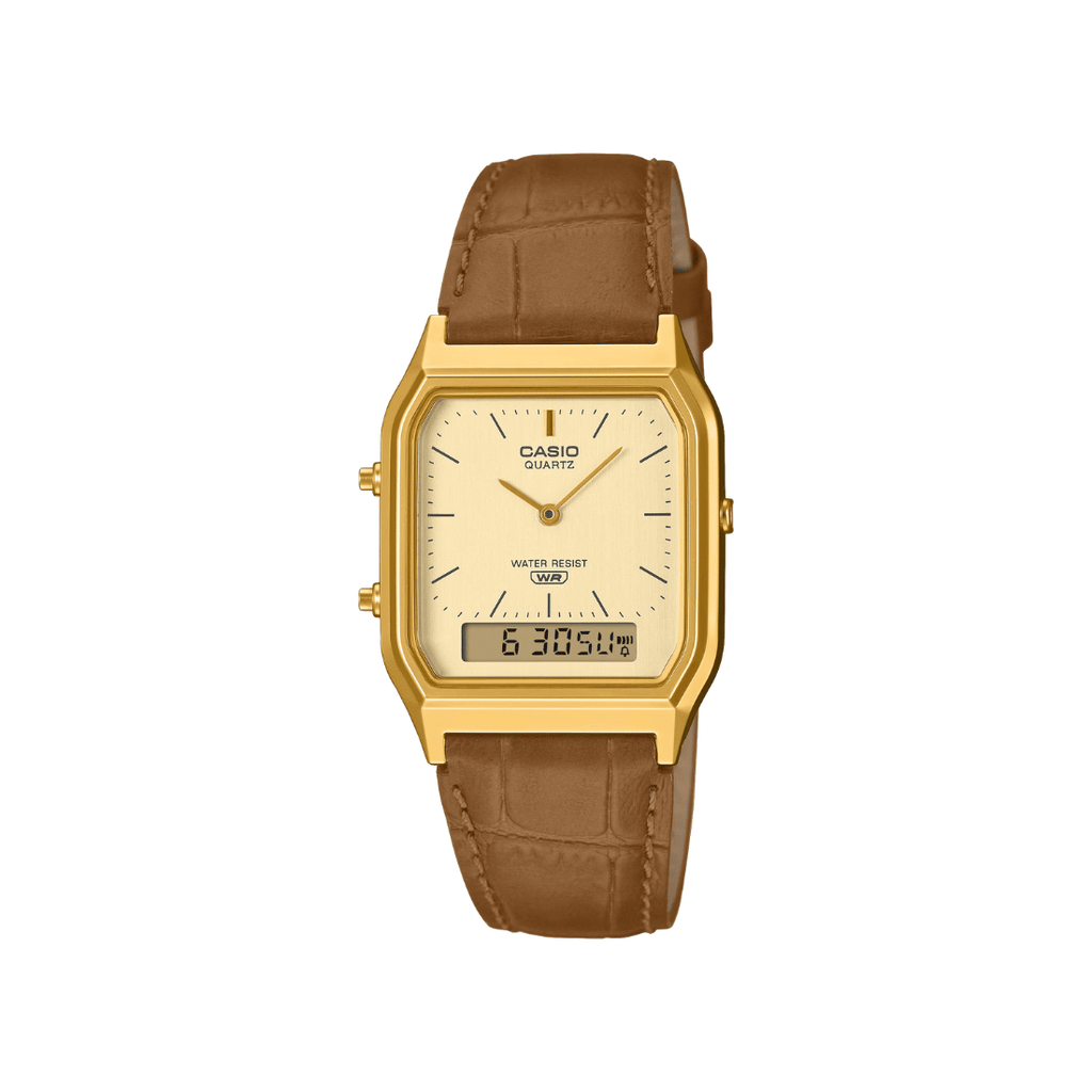 Casio Vintage Ana-Digi Golden Dial Unisex Watch D415 - AQ-230EGL