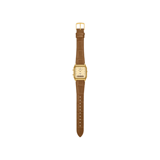 Casio Vintage Ana-Digi Golden Dial Unisex Watch D415 - AQ-230EGL-9A