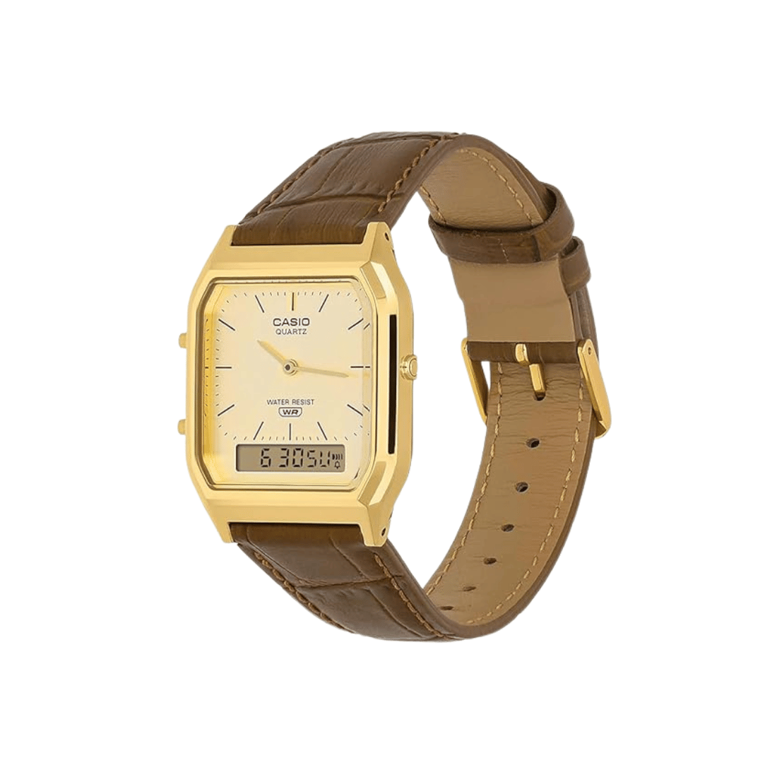 Casio Vintage Ana-Digi Golden Dial Unisex Watch D415 - AQ-230EGL-9A