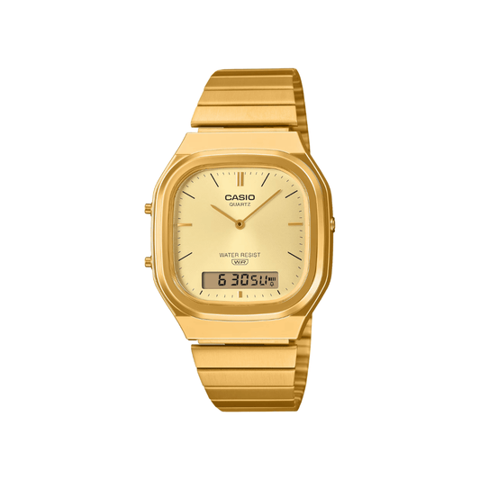 CASIO Vintage Analog Digital Golden 36 MM Unisex Watch D421 - AQ-240EG-9A