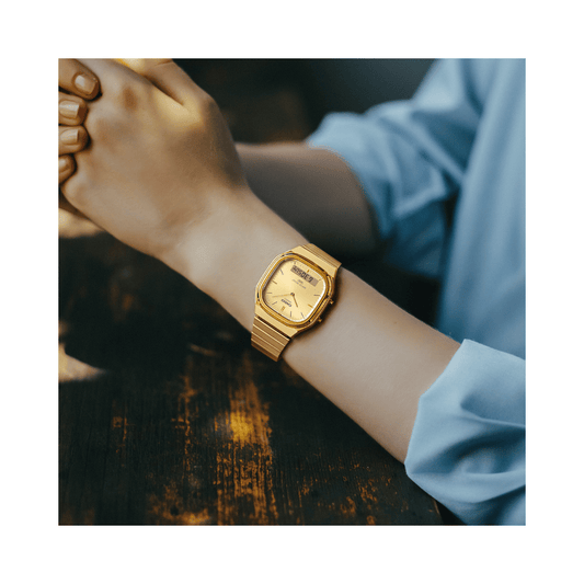 CASIO Vintage Analog Digital Golden 36 MM Unisex Watch D421 - AQ-240EG-9A