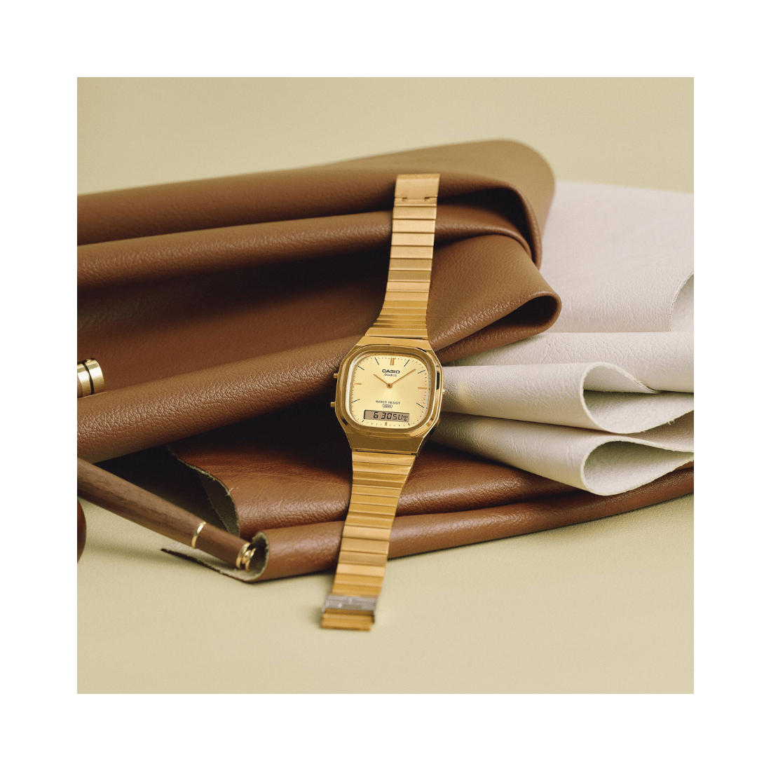 CASIO Vintage Analog Digital Golden 36 MM Unisex Watch D421 - AQ-240EG-9A