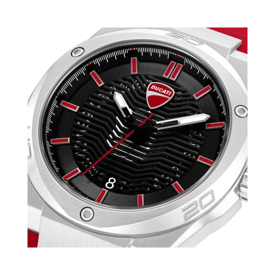 Ducati Touring Black Dial Red Silicone Strap Quartz Analog Men's Watch DTWGB0002701W