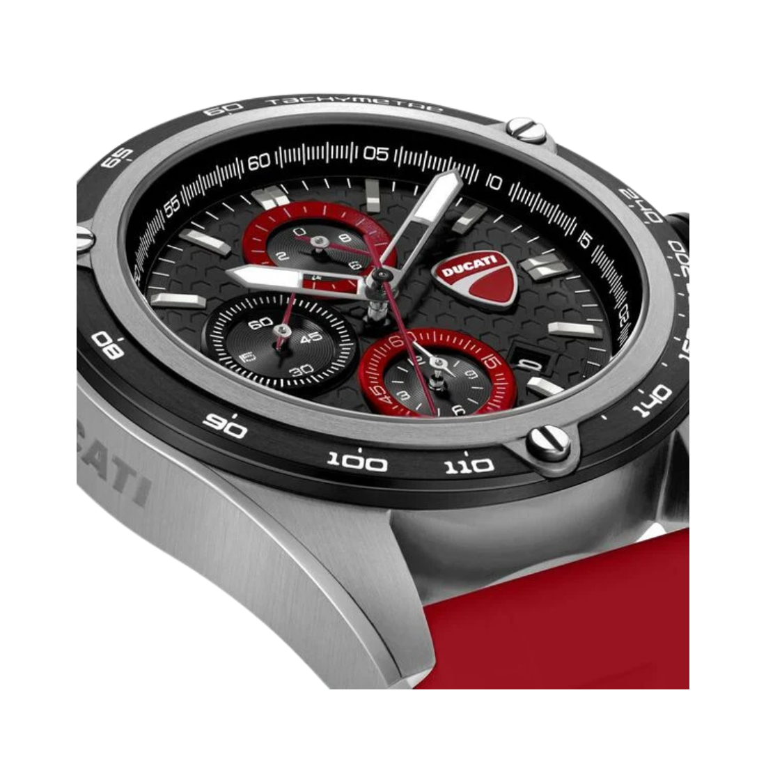 Ducati Extreme Sports Chronograph Red Silicone Strap Black Dial Men's Watch DTWGC0004301W