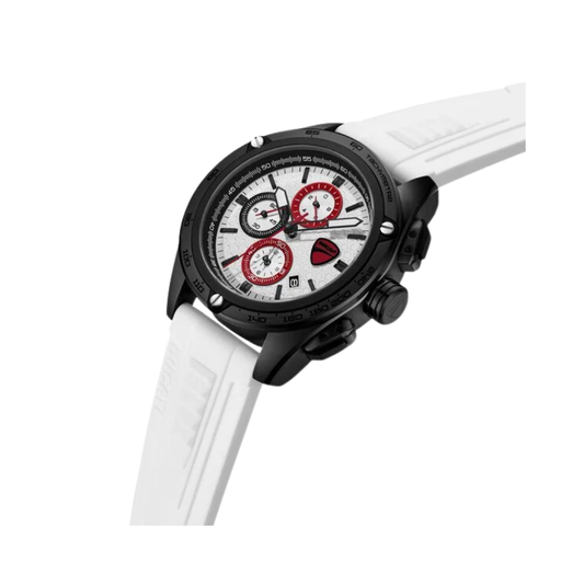 Ducati Extreme Sports Silicone Strap Chronograph White Dial White Watch For Men DTWGC0004304W