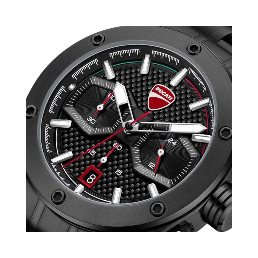 Ducati Supermotos Chronograph Stainless Steel Strap Black Dial Black Watch For Men DTWGI0002201W