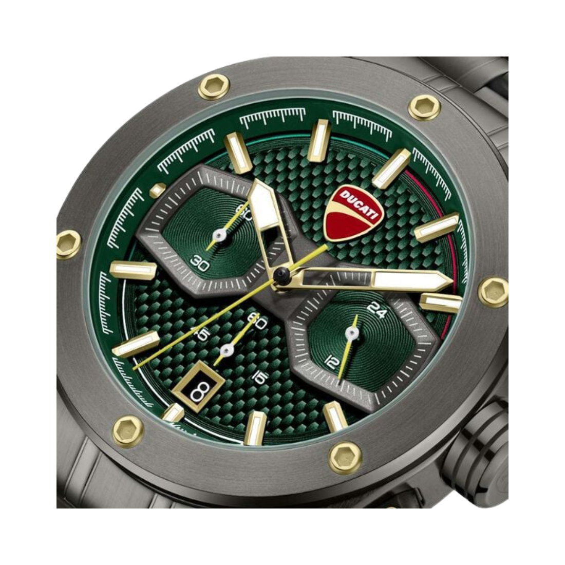 Ducati Supermotos Chronograph Green Dial Grey Stainless Steel Strap Men's Watch DTWGI0002204W