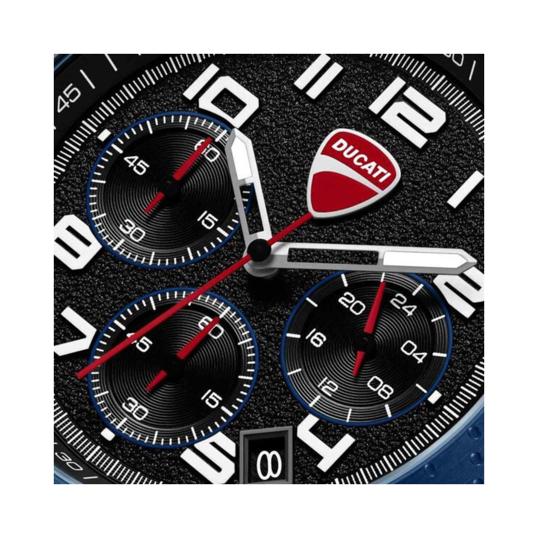 Ducati Supermotos Men's Watch Quartz Chronograph Black Dial Blue Stainless Steel Strap DTWGI0002502W
